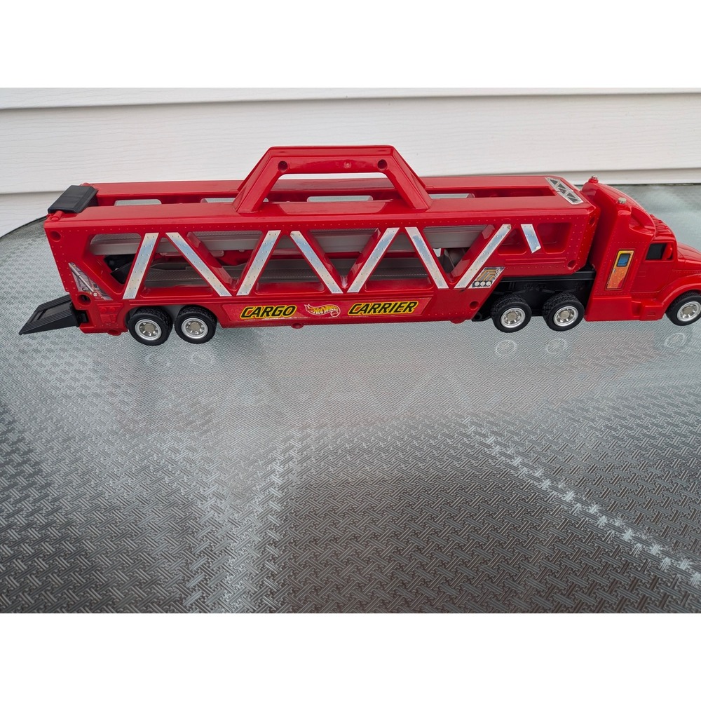Hot Wheels Cargo Carrier Semi Truck Hauler Red 1991 Mattel Large Toy Truck - Picture 3 of 7
